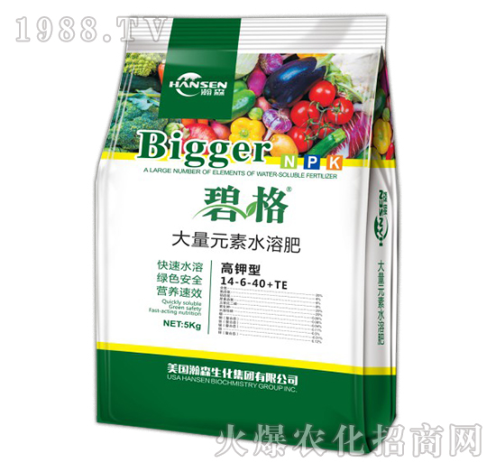 高鉀型水溶肥大量元素水溶肥14-6-40+TE-碧格-瀚森農業(yè)