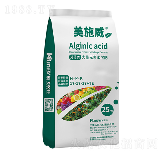 海藻酸大量元素水溶肥17-17-17+TE-美施威-恒飛農業(yè)