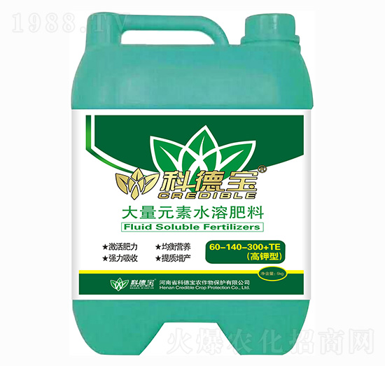高鉀型大量元素水溶肥料60-140-300+TE 科德寶